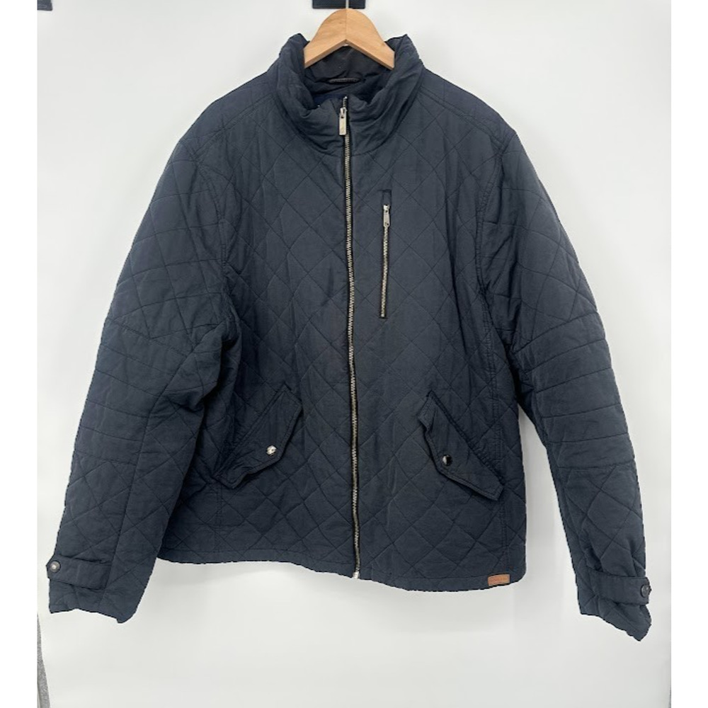 Lands End Quilted Primaloft Zip Jacket Men Size XXL Tall 50-52 Dark Gray Outdoor